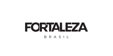 Fortaleza in the Brasil emblem. The design features a geometric style, vector illustration with bold typography in a modern font. The graphic slogan lettering.