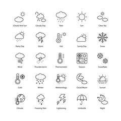 weather icons set isolate white background vector stock illustration