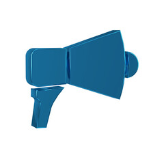 Blue Megaphone icon isolated on transparent background. Speaker sign.