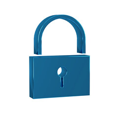 Blue Lock icon isolated on transparent background. Padlock sign. Security, safety, protection, privacy concept.