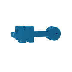 Blue Old key icon isolated on transparent background.