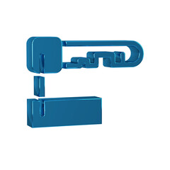 Blue Marked key icon isolated on transparent background.