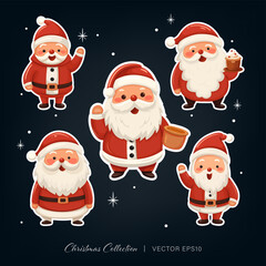 Cute Santa Claus cartoon Christmas collection, vector design