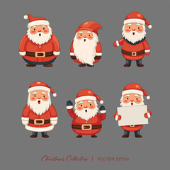 Cute Santa Claus cartoon Christmas collection, vector design