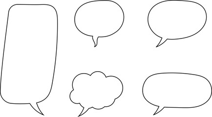 Speak bubble text, message box, chatting box, cartoon set. Vector illustration. Balloon doodle style thinking sign symbol. Speech bubble, speech balloon, chat bubble.