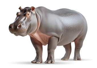 hippopotamus side view on isolated background