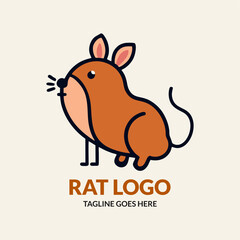 Rat icon. Flat style. Cartoon Rat. Vector illustration isolated on white