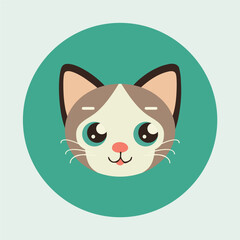Cat head icon. Flat style. Cartoon Cat face. Vector illustration isolated on white