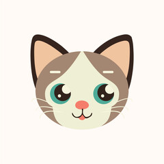 Cat head icon. Flat style. Cartoon Cat face. Vector illustration isolated on white