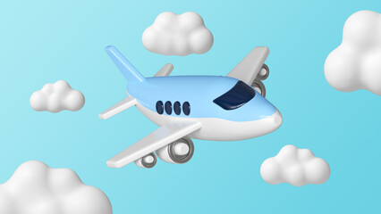 Naklejka na ściany i meble Airplane in the Sky with Clouds