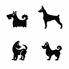 Set of vector illustrations of dogs silhouettes eps 10