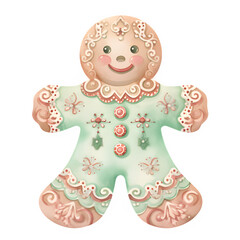 watercolor christmas gingerbread man