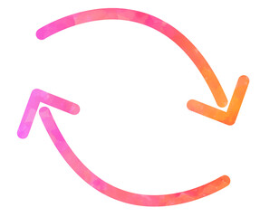 シンプルなピンク色の曲がった矢印