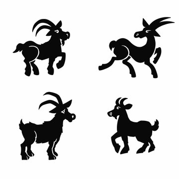 Set of goat Silhouettes vector illustration