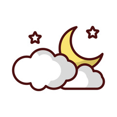 Cloudy Night icon isolate white background vector stock illustration