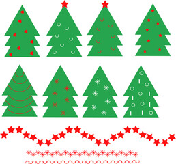 Set di alberi di Natale e cornici natalizie  - obrazy, fototapety, plakaty
