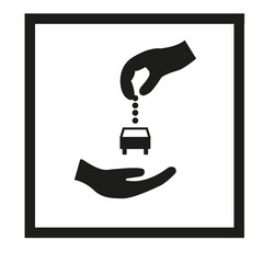 Panneau carré avec idéogramme indiquant une station de véhicules avec label d'autopartage