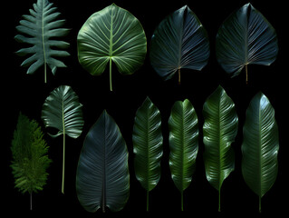 Leaves collection for design with dark color.