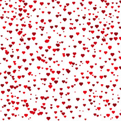 Red Hart confetti isolated on transparent background.