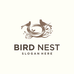 vector natural birds nest logo natural root and leaf birds nest logo