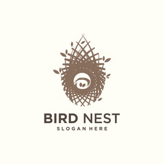 vector natural birds nest logo natural root and leaf birds nest logo