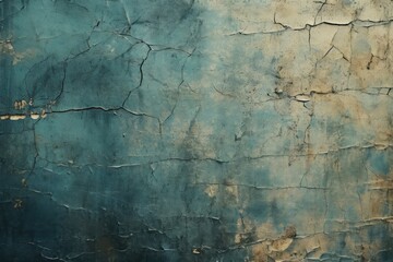 Textured cracked concrete wall in vintage style. Blue and brown old grunge background. Decorative plaster structure. Grungy shabby uneven solid painted plastered facade 