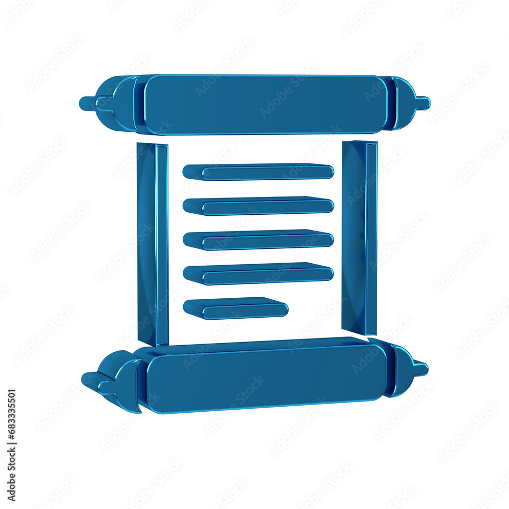 Sticker blue decree, paper, parchment, scroll icon icon isolated on transparent background.