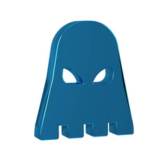 Blue Executioner mask icon isolated on transparent background. Hangman, torturer, executor, tormentor, butcher, headsman icon.