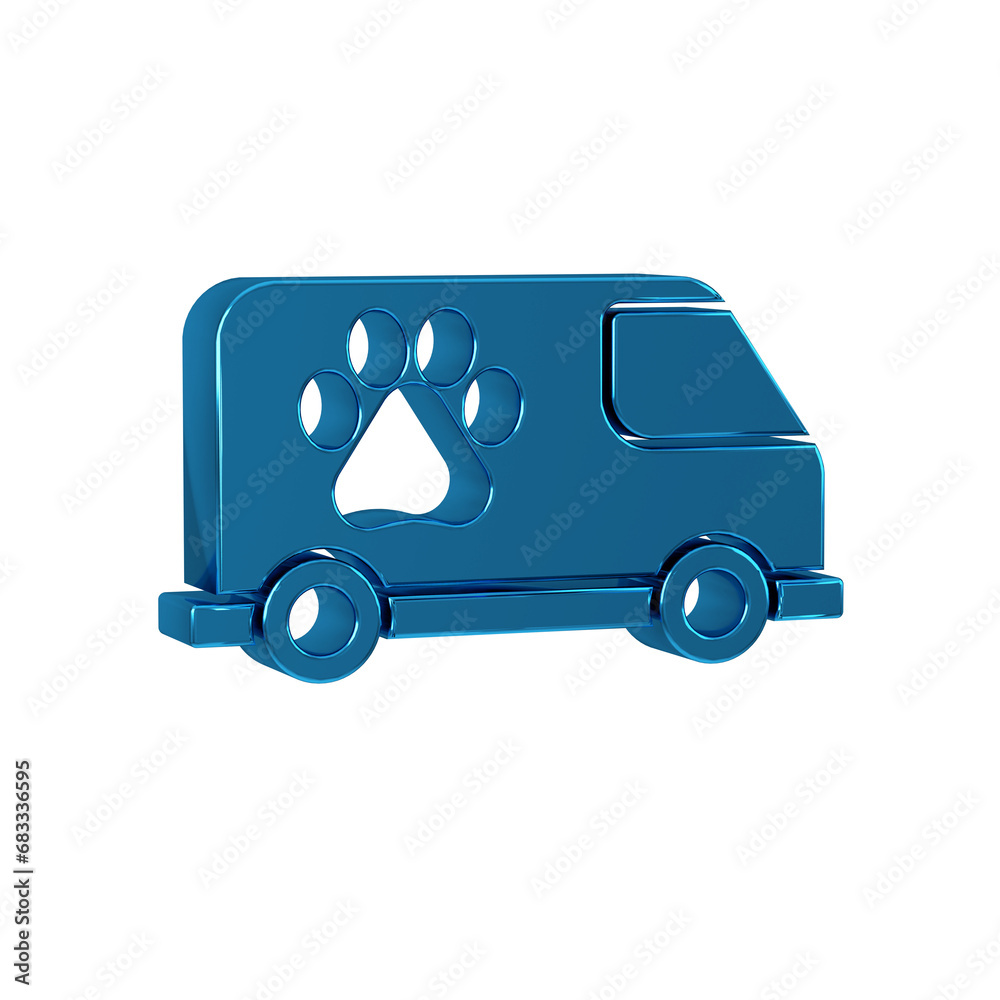 Wall mural blue veterinary ambulance icon isolated on transparent background. veterinary clinic symbol.