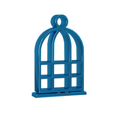 Blue Cage for birds icon isolated on transparent background.