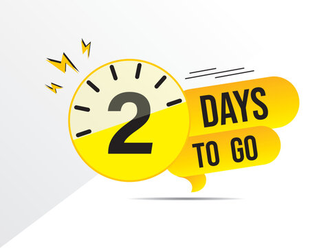 2 day to go. 02 days to go last countdown icon. two day go sale price offer promo deal timer, 2 day only Vector stock illustration.