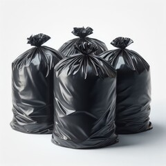 black garbage bags on white