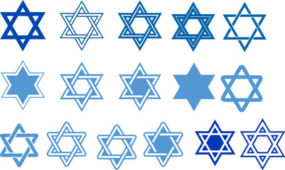 Star of David set icon illustration on white background. Jewish symbol. Hannukah clipart