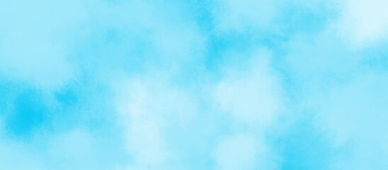 Blue sky background with white fluffy clouds .hand painted abstract soft sky blue watercolor .Stain artistic vector used as being an element .Watercolor illustration art marble painting abstract blue.