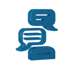 Blue Speech bubble chat icon isolated on transparent background. Message icon. Communication or comment chat symbol.
