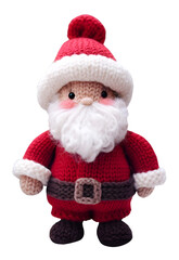 Cute Santa Claus cloth doll, Christmas, make from knitting, dicut, isolated background.