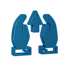 Blue Growth chart and progress in people crowd icon isolated on transparent background. Arrow finance up. Businessman of success.