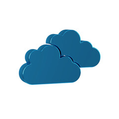 Blue Cloud icon isolated on transparent background.