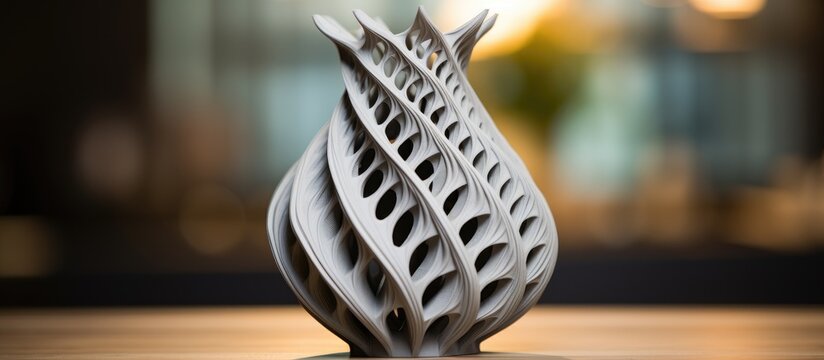 3D printed model vase made of plastic close up