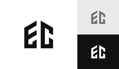 Letter EC with house shape logo design
