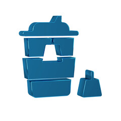 Blue Coffee cup to go icon isolated on transparent background.