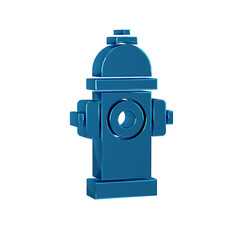 Blue Fire hydrant icon isolated on transparent background.