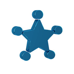 Blue Hexagram sheriff icon isolated on transparent background. Police badge icon.