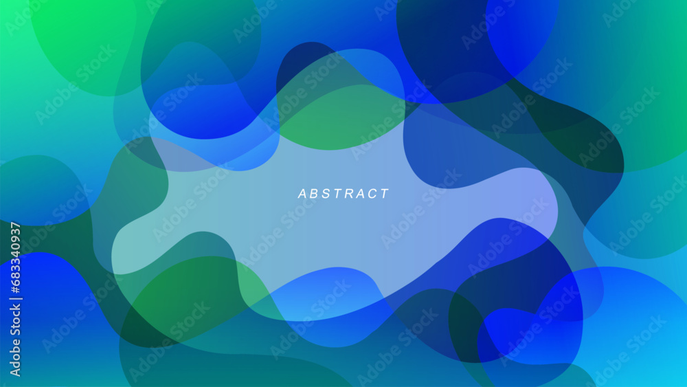 Poster green and blue waves. futuristic abstract background with curved shapes and bright fluid colors. vib