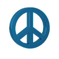 Blue Peace icon isolated on transparent background. Hippie symbol of peace.