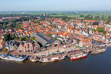 Fototapeta na wymiar Aerial from the historical town Monnickendam in the Netherlands