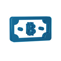 Blue Cryptocurrency bitcoin icon isolated on transparent background. Blockchain technology, digital money market.