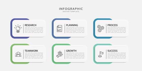 Infographic template. 6 Step timeline journey, Flat simple infographics design template. presentation graph. Business concept with numbers 6 options or steps vector illustration.