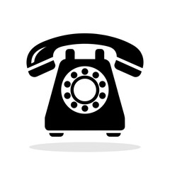 Phone icon. Classic black rotary telephone icon. Communication concept