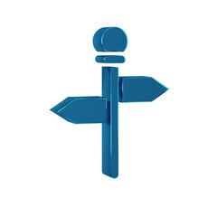 Blue Road traffic sign. Signpost icon isolated on transparent background. Pointer symbol. Street information sign. Direction sign.